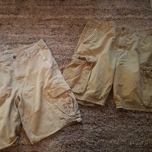 2 pair American eagle kaki shorts